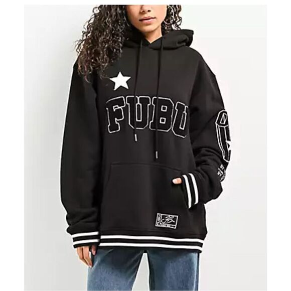 FUBU Tops - FUBU Collegiate Black Hooded Sweatshirt M